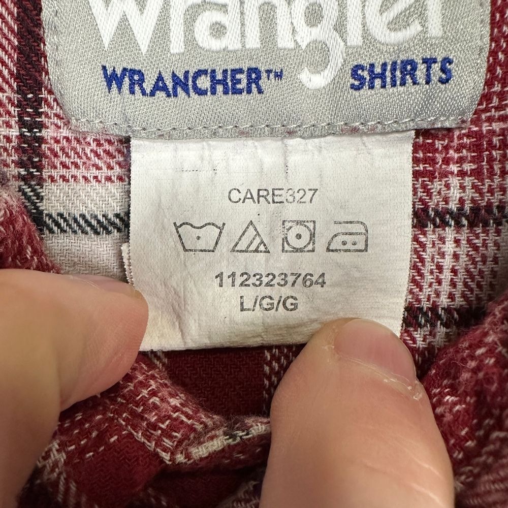 Wrangler Wrancher Button Up Shirt Mens Large Red Plaid Western Pearl Snap Pocket - Picture 5 of 10